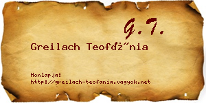 Greilach Teofánia névjegykártya